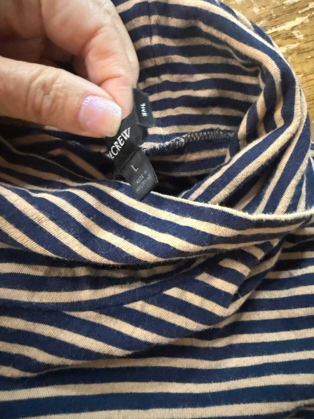 J Crew Black/Tan Striped Tissue Turtleneck Long Sleeve Top, Large - Picture 6 of 6